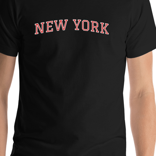 Personalized Arched Text T-Shirt - Black - New York - Shirt Close-Up View
