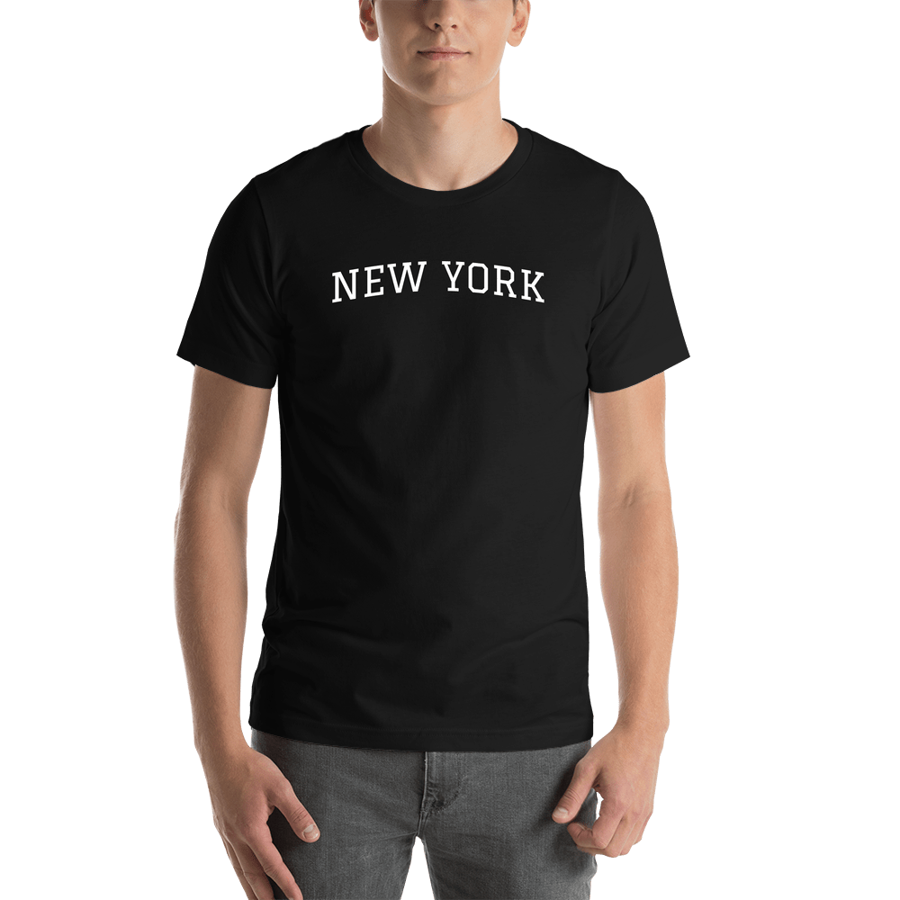 Personalized Arched Text T-Shirt - Black - New York - Shirt View