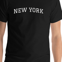 Thumbnail for Personalized Arched Text T-Shirt - Black - New York - Shirt Close-Up View