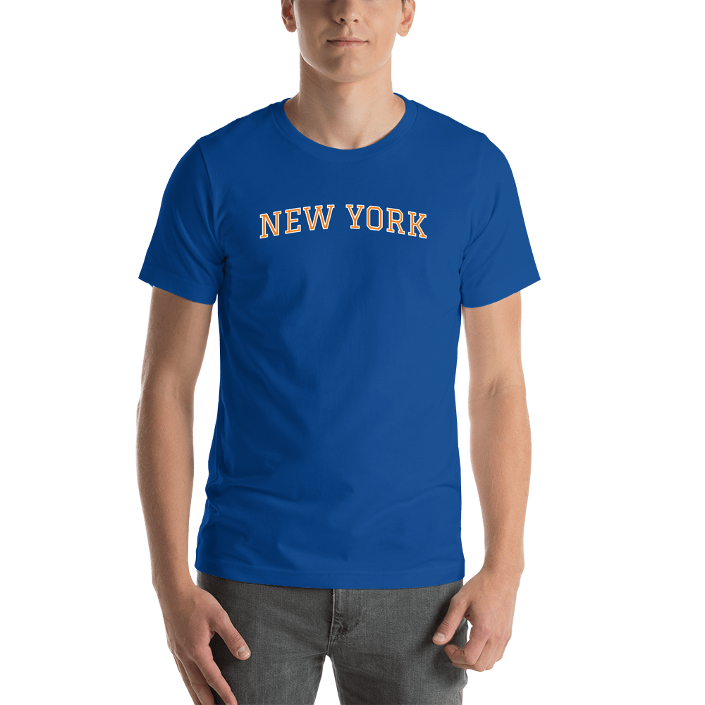 Personalized Arched Text T-Shirt - Blue - New York - Shirt View