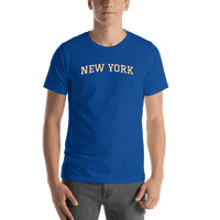 Thumbnail for Personalized Arched Text T-Shirt - Blue - New York - Shirt View