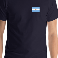 Thumbnail for Argentina Flag T-Shirt - Navy Blue - Shirt Close-Up View