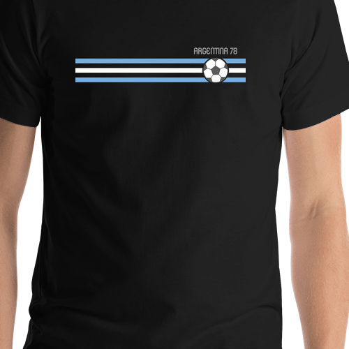 Personalized Argentina 1978 World Cup Soccer T-Shirt - Black - Shirt Close-Up View