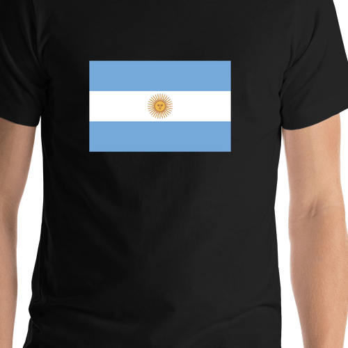 Argentina Flag T-Shirt - Black - Shirt Close-Up View