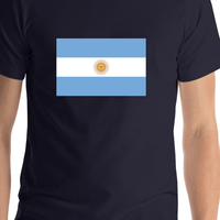 Thumbnail for Argentina Flag T-Shirt - Navy Blue - Shirt Close-Up View