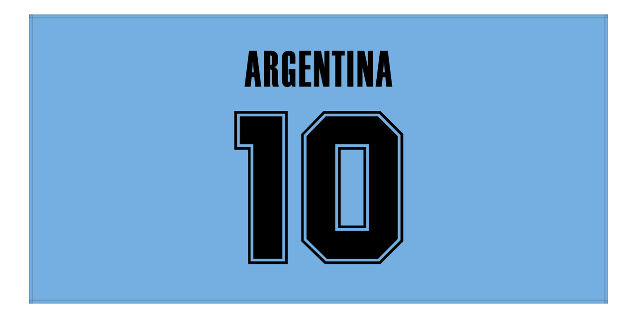 Personalized Argentina Jersey Number Beach Towel - Blue - Front View