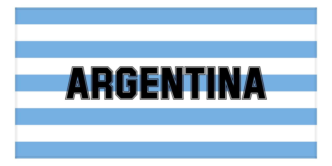 Personalized Argentina Striped Beach Towel - Blue and White - Front View