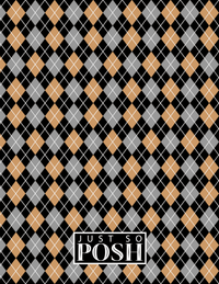 Thumbnail for Personalized Argyle Notebook - Black and Brown - Hexagon Nameplate - Back View