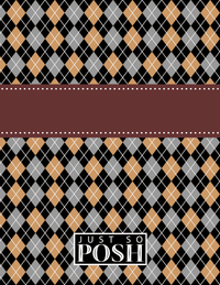 Thumbnail for Personalized Argyle Notebook - Black and Brown - Ribbon Nameplate - Back View