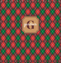 Thumbnail for Personalized Argyle Shower Curtain - Red and Green - Stamp Nameplate - Decorate View