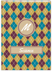 Thumbnail for Personalized Argyle Journal - Teal and Purple - Circle Nameplate - Front View