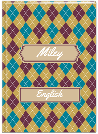 Thumbnail for Personalized Argyle Journal - Teal and Purple - Decorative Rectangle Nameplate - Front View