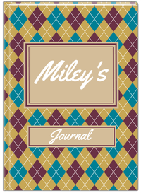 Thumbnail for Personalized Argyle Journal - Teal and Purple - Rectangle Nameplate - Front View