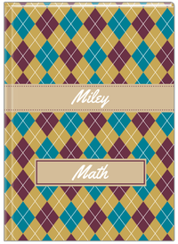 Thumbnail for Personalized Argyle Journal - Teal and Purple - Ribbon Nameplate - Front View