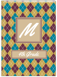 Thumbnail for Personalized Argyle Journal - Teal and Purple - Square Nameplate - Front View