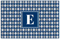 Thumbnail for Personalized Argyle Placemat - Light Grey and White - Navy Square Frame -  View