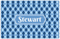Thumbnail for Personalized Argyle Placemat - Navy and Light Blue - Glacier Decorative Rectangle Frame -  View