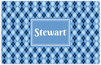 Thumbnail for Personalized Argyle Placemat - Navy and Light Blue - Glacier Rectangle Frame -  View