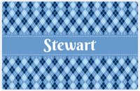 Thumbnail for Personalized Argyle Placemat - Navy and Light Blue - Glacier Ribbon Frame -  View