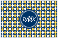 Thumbnail for Personalized Argyle Placemat - Navy and Mustard - Navy Circle Frame -  View