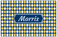 Thumbnail for Personalized Argyle Placemat - Navy and Mustard - Navy Decorative Rectangle Frame -  View