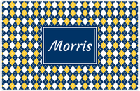Thumbnail for Personalized Argyle Placemat - Navy and Mustard - Navy Rectangle Frame -  View