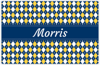 Thumbnail for Personalized Argyle Placemat - Navy and Mustard - Navy Ribbon Frame -  View