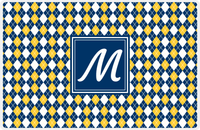 Thumbnail for Personalized Argyle Placemat - Navy and Mustard - Navy Square Frame -  View