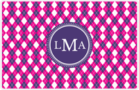 Thumbnail for Personalized Argyle Placemat - Hot Pink and White - Indigo Circle Frame -  View