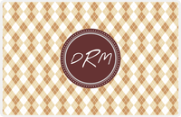 Thumbnail for Personalized Argyle Placemat - Light Brown and Champagne - Brown Circle Frame -  View