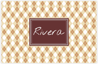 Thumbnail for Personalized Argyle Placemat - Light Brown and Champagne - Brown Rectangle Frame -  View