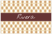 Thumbnail for Personalized Argyle Placemat - Light Brown and Champagne - Brown Ribbon Frame -  View