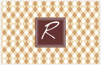 Thumbnail for Personalized Argyle Placemat - Light Brown and Champagne - Brown Square Frame -  View