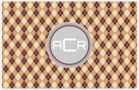 Thumbnail for Personalized Argyle Placemat - Brown and Light Brown - Light Grey Circle Frame -  View