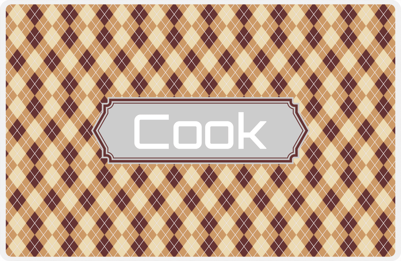 Personalized Argyle Placemat - Brown and Light Brown - Light Grey Decorative Rectangle Frame -  View