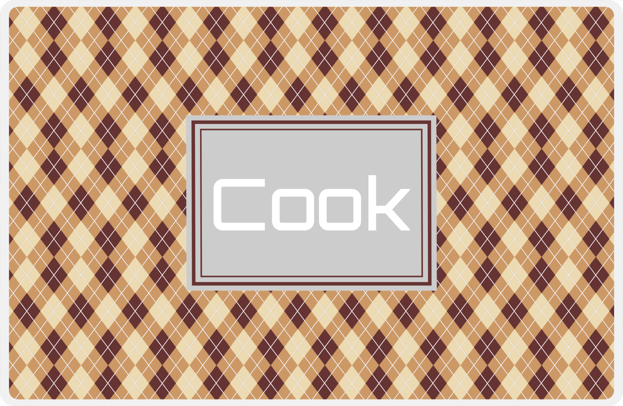 Personalized Argyle Placemat - Brown and Light Brown - Light Grey Rectangle Frame -  View