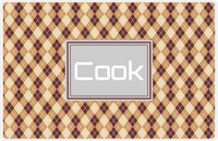 Thumbnail for Personalized Argyle Placemat - Brown and Light Brown - Light Grey Rectangle Frame -  View