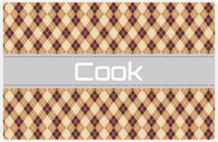 Thumbnail for Personalized Argyle Placemat - Brown and Light Brown - Light Grey Ribbon Frame -  View