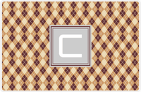 Thumbnail for Personalized Argyle Placemat - Brown and Light Brown - Light Grey Square Frame -  View