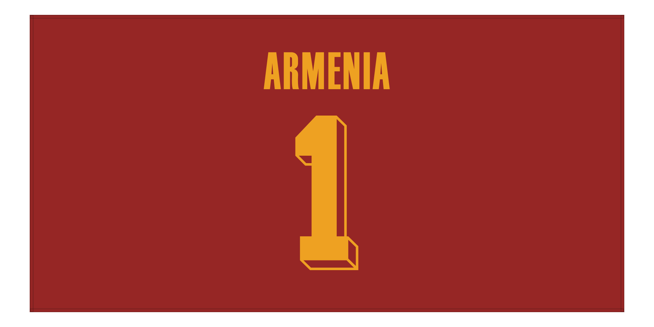Personalized Armenia Jersey Number Beach Towel - Red - Front View