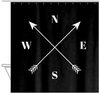 Thumbnail for Personalized Arrows Shower Curtain - Black and White - Compass - Hanging View