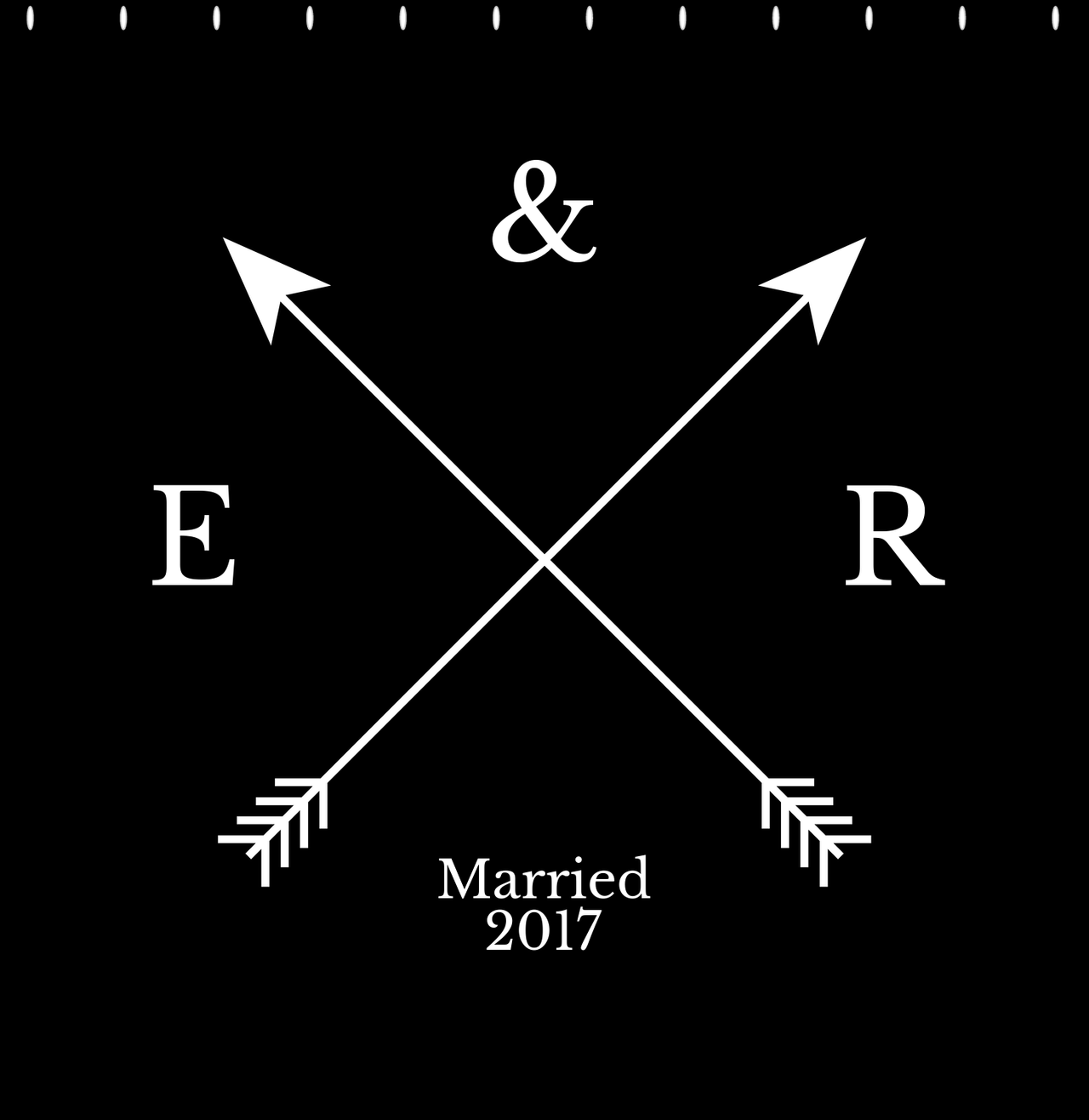 Personalized Arrows Shower Curtain - Black and White - Couple Initials with Wedding Year - Decorate View