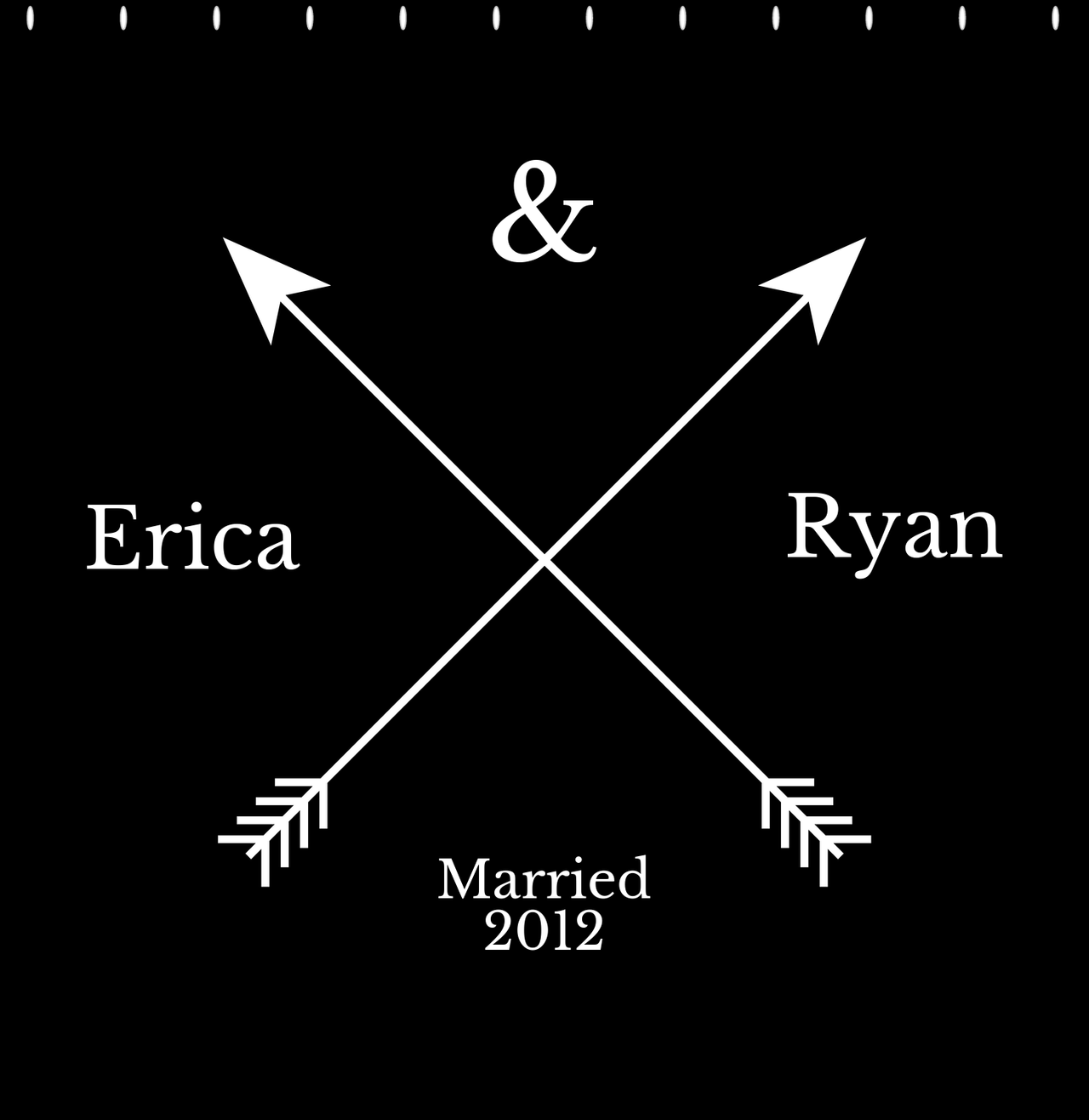 Personalized Arrows Shower Curtain - Black and White - Couple Names with Wedding Year - Decorate View