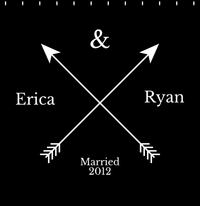 Thumbnail for Personalized Arrows Shower Curtain - Black and White - Couple Names with Wedding Year - Decorate View