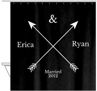 Thumbnail for Personalized Arrows Shower Curtain - Black and White - Couple Names with Wedding Year - Hanging View