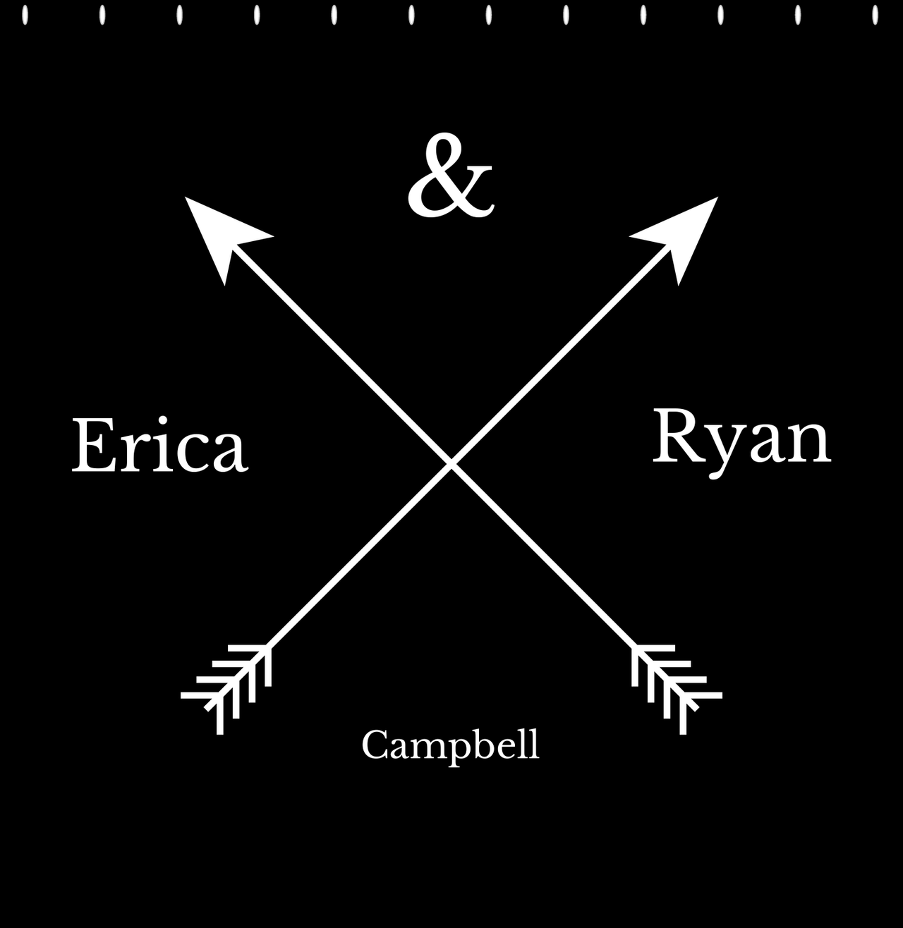 Personalized Arrows Shower Curtain - Black and White - Couple Names with Last Name - Decorate View