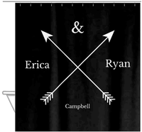 Thumbnail for Personalized Arrows Shower Curtain - Black and White - Couple Names with Last Name - Hanging View
