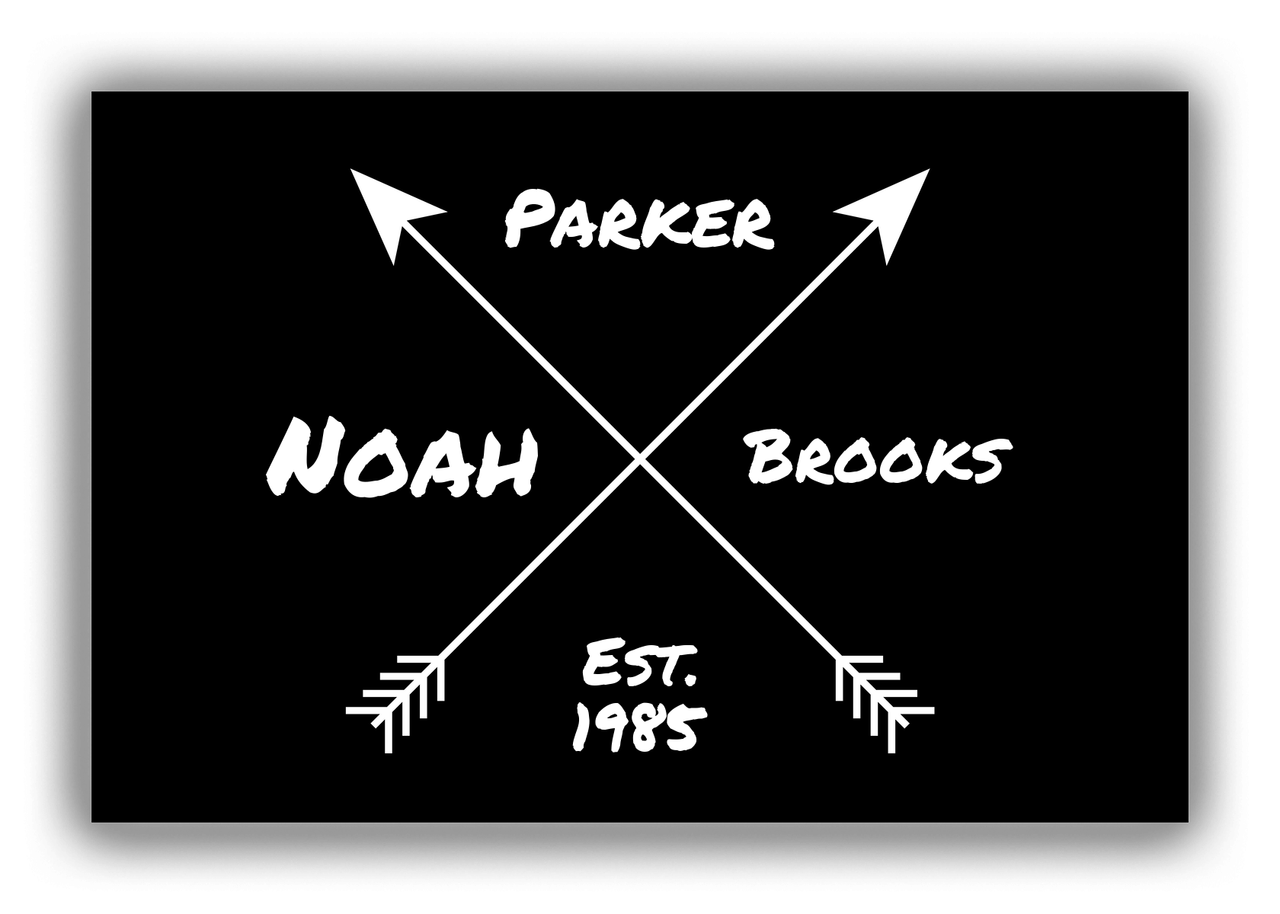 Personalized Arrows Canvas Wrap & Photo Print - Black and White - Name with Birth Year - Front View