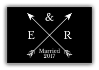 Thumbnail for Personalized Arrows Canvas Wrap & Photo Print - Black and White - Couples Initials with Wedding Year - Front View