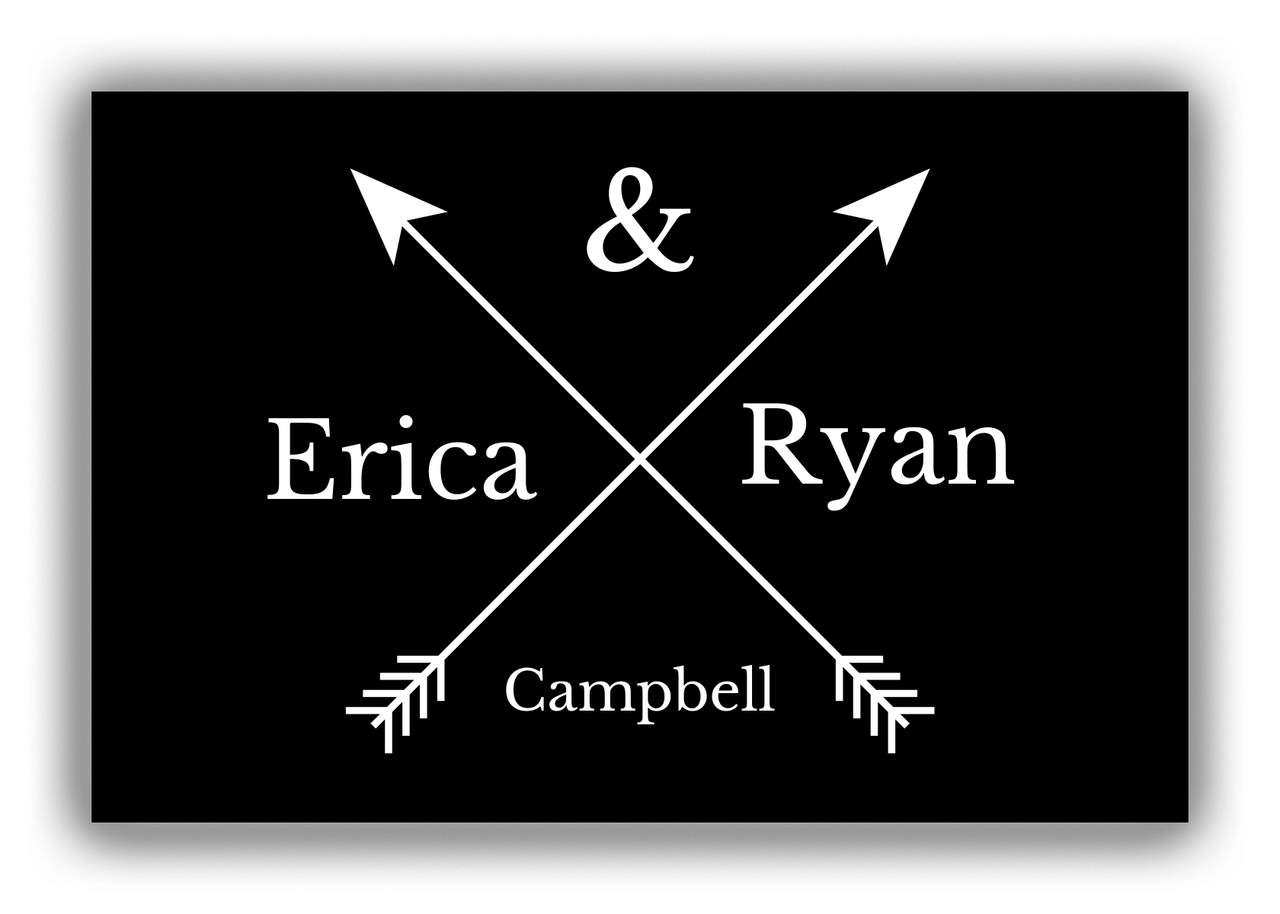 Personalized Arrows Canvas Wrap & Photo Print - Black and White - Couples Names with Last Name - Front View